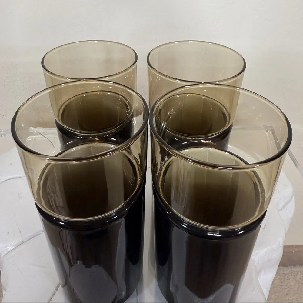Vintage Henry & Miller Kraftware Smoke Glass Insulated Tumblers Set of 4